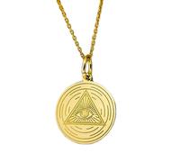 LKBEADS Third Eye Engraved Coin Pendant Necklace 24mm with 18 Inch Cable Chain | Sterling Silver Gold Plated | Unisex Gift Jewelry|LK_PNDN_1663