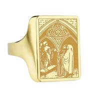 LKBEADS three of pentacles tarot signet ring| custom mystical deck charm| fortune teller jewelry| card jewelry| 925 sterling silver gold plated |LK_PDR_00277_10