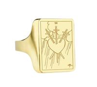 LKBEADS three of swords tarot signet ring| waite jewelry| magic deck charm| engraved witchy birthday gift| 925 sterling silver gold plated |LK_PDR_00278_11