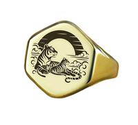 LKBEADS tiger family ring in hexagon shape | 925 sterling silver gold plated | gift jewelry,vintage style signet ring's hypoallergenic handmade jewellery|LK_PDR_01094_7