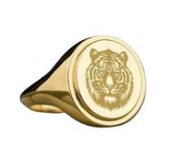 LKBEADS tiger signet ring| wild animal jewelry| oval engraved wildlife gift charm| 925 sterling silver gold plated |LK_PDR_00519_10