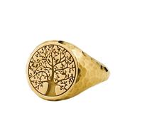LKBEADS tree of life signet ring| hammered spiritual jewelry| nature symbol celtic gift for her| protection ring women|| 925 sterling silver gold plated |LK_PDR_00190_10.5