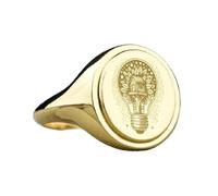 LKBEADS treehouse light bulb signet ring| fantasy jewelry| oval engraved nature lover surreal gift| 925 sterling silver gold plated |LK_PDR_00574_8