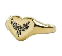 LKBEADS tribal eagle ring in heart shape | 925 sterling silver gold plated | gift jewelry,vintage style signet ring's hypoallergenic handmade jewellery|LK_PDR_01025_11.5