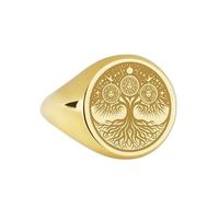 LKBEADS triple moon goddess signet ring| custom pagan jewelry engraved childbirth talisman greek mythology| 925 sterling silver gold plated |LK_PDR_00026_5.5