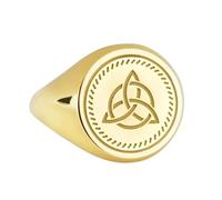 LKBEADS triquetra signet ring| celtic knot ring for men & women| irish trinity | halloween| 925 sterling silver gold plated |LK_PDR_00013_8