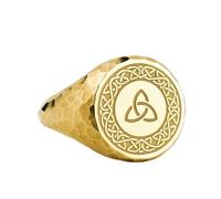 LKBEADS triquetra signet ring| hammered celtic jewelry| trinity knot symbol| pagan gift for her| spiritual protection ring women| 925 sterling silver gold plated |LK_PDR_00174_5
