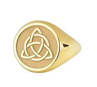 LKBEADS triquetra signet ring| trinity knot amulet| religious symbol protection charm| celtic gift| 925 sterling silver gold plated |LK_PDR_00251_10.5