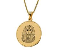 LKBEADS Tutankhamun's Golden Mask Engraving Pendant Necklace Made In 925 Sterling Silver Gold Plated Charm With 18 "Cable Chain Handmade Jewelry For Men Women |LKD_EGP_00623