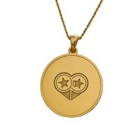LKBEADS Twin Star Heart Engraving Pendant Necklace Made In 925 Sterling Silver Gold Plated Charm With 18 "Cable Chain Handmade Jewelry For Men Women |LKD_EGP_00587