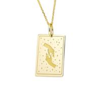 LKBEADS Two Hands Touching Engraved Coin Pendant Necklace 24x16mm with 18 Inch Cable Chain | Sterling Silver Gold Plated | Unisex Gift Jewelry|LK_PNDN_1770