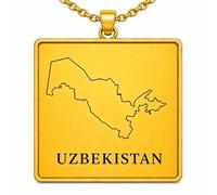 LKBEADS Uzbekistan Map 24x26mm Pendant Necklace For Men Women 925 Sterling Silver Square Engraved Outline Charm With 18" Cable Chain Travel Jewelry |LKN_MAP_00871
