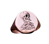 LKBEADS van gogh skull signet ring| head of a skeleton with burning cigarette pinky memento mori ring women| renaissance men jewelry| 925 sterling silver silver plated |LK_PDR_00370_7