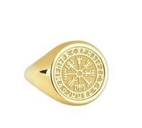 LKBEADS vegvisir signet ring| viking compass nordic jewelry| pagan mens gift for husband| 925 sterling silver gold plated |LK_PDR_00011_9.5