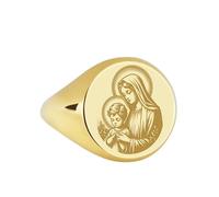 LKBEADS virgin mary signet ring| custom holy mother engraved catholic faith talisman religious dainty jesus jewelry| 925 sterling silver gold plated |LK_PDR_00024_10