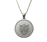 LKBEADS Warrior Shield Embossed Pendant Necklace Made in 925 Sterling Silver With Silver Plating 18" Cable Chain Round Shape Charm For Unisex Jewelry |LK_EMBO_00860
