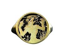 LKBEADS werewolf ring| wolf howl signet ring women| wolfman howling pinky men| legendary creature jewelry| full moon gift for him & her| 925 sterling silver gold plated |LK_PDR_00759_5
