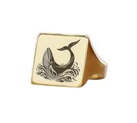 LKBEADS whale ring in square shape | 925 sterling silver gold plated | gift jewelry,vintage style signet ring's hypoallergenic handmade jewellery|LK_PDR_01166_12.5