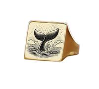 LKBEADS whale tail ring in square shape | 925 sterling silver gold plated | gift jewelry,vintage style signet ring's hypoallergenic handmade jewellery|LK_PDR_01271_12.5