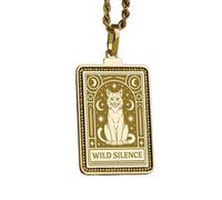 LKBEADS Wild Silence Embossed Pendant Necklace Made in 925 Sterling Silver With Gold Plating 18" Cable Chain Rectangle Shape Charm For Unisex Jewelry |LK_EMBO_00716