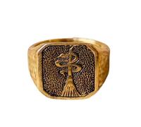 LKBEADS witch ring sterling silver| halloween gifts| snake signet ring| broom filled women pinky handmade engraved jewelry for men| 925 sterling silver gold plated |LK_PDR_00345_10