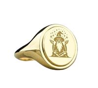 LKBEADS wizard signet ring| spellcaster design jewelry| engraved magical fantasy character jewelry gift| witchcraft symbol ring| 925 sterling silver gold plated |LK_PDR_00526_7.5