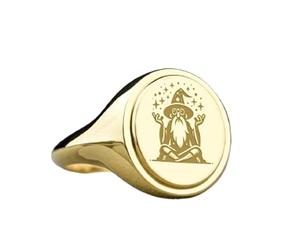 LKBEADS wizard signet ring| spellcaster design jewelry| engraved magical fantasy character jewelry gift| witchcraft symbol ring| 925 sterling silver gold plated |LK_PDR_00526_12.5