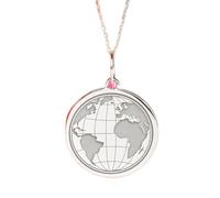 LKBEADS World Map Engraved Coin Pendant Necklace 24mm with 18 Inch Cable Chain | Sterling Silver 925 Sterling Silver | Unisex Gift Jewelry|LK_PNDN_2303