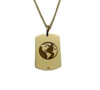 LKBEADS World Map Engraved Coin Pendant Necklace 24mm with 18 Inch Cable Chain | Sterling Silver Gold Plated | Unisex Gift Jewelry|LK_PNDN_1868