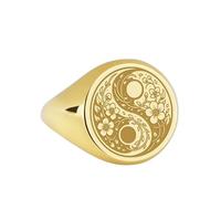LKBEADS yin yang signet ring| balance symbol jewelry duality circle engraved taoist heritage talisman taijitu| 925 sterling silver gold plated |LK_PDR_00023_9.5