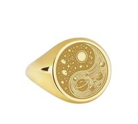 LKBEADS yin yang signet ring| cosmic unity talisman custom planetary engraved taijitu chinese philosophy jewelry| 925 sterling silver gold plated |LK_PDR_00022_9.5