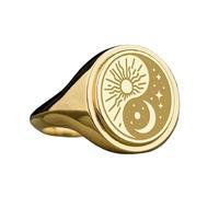 LKBEADS yin yang sun and moon signet ring| spiritual jewelry| oval engraved celestial balance symbol jewelry| 925 sterling silver gold plated |LK_PDR_00497_10