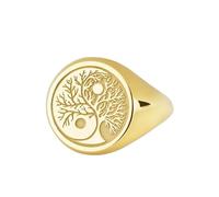 LKBEADS yin yang tree signet ring| feng shui amulet| eastern philosophy charm| asian balance symbol jewelry| piky ring| 925 sterling silver gold plated |LK_PDR_00150_8.5
