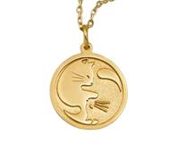 LKBEADS Ying Yang Cat Embossed Pendant Necklace Made in 925 Sterling Silver With Gold Plating 18" Cable Chain Round Shape Charm For Unisex Handmade Jewelry |LK_EMBO_00177