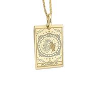 LKBEADS Zodiac Sign Aquarius Engraved Coin Pendant Necklace 24x16mm with 18 Inch Cable Chain | Sterling Silver Gold Plated | Unisex Gift Jewelry|LK_PNDN_1891