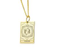 LKBEADS Zodiac Sign Pisces Engraved Coin Pendant Necklace 24x16mm with 18 Inch Cable Chain | Sterling Silver Gold Plated | Unisex Gift Jewelry|LK_PNDN_1958
