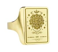 LKBEADS zodiac sign tarot card signet ring| leo pendant| horoscope astrology birthday gift| 925 sterling silver gold plated |LK_PDR_00269_10.5