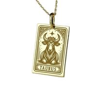 LKBEADS Zodiac Taurus Engraving Pendant Necklace Made In 925 Sterling Silver Gold Plated Charm With 18 "Cable Chain Handmade Jewelry For Men Women |LKD_EGP_00201