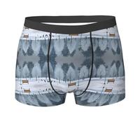 LKBNMCVRE Birds In The Park On A Snowy Day Men'S Boxer Briefs Stylish Full Print & Reversible Design With Comfortable Stretch Fabric For All Day Wear Black