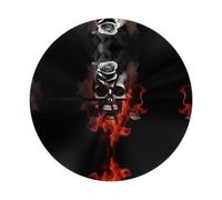 LKBNMCVRE Fire Skull Rose Round Wall Clock â€“ Decorative Wall Clock With Full Print Design, Silent Non-Ticking Clock For Home And Office Decoration