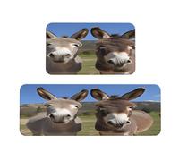 LKBNMCVRE Funny Donkeys 2 Sets Of Durable Waterproof Kitchen Carpet Sets With Non-Slip Pads Are Suitable For Easy Cleaning In Family Laundry Rooms And Offices