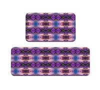 LKBNMCVRE Lavender Fields 2 Sets Of Durable Waterproof Kitchen Carpet Sets With Non-Slip Pads Are Suitable For Easy Cleaning In Family Laundry Rooms And Offices