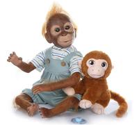 LKBOBIR Reborn Monkey Dolls Boy 21 Inch 52 cm Soft Vinyl Silicone Reborn Monkey Baby Dolls Realistic-Newborn Boy Handmade Looks Like A Real Baby Reborn Babies Toy Set For Kids Xmas And Birthday