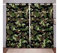 LKCD Eyelet Curtains, Camouflage Army Green Army Green 118X106 Inch 3D Printed Curtains, Thermal Insulated Curtains For Boys Bedroom,2 Panels