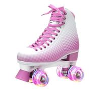 LKD Adjustable Roller Skates for Women & Men - Comfortable Quad Skates with Half-Size Adjustment, Velvet Lining, Reinforced Heel - Custom Color Options-Pink-5-6 Size