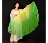 LKDCNUP Belly Dance Fan,2Pcs Light Weight Flowy Fishbone Opening Stage Props Chiffon Chinese Folk Performance Gradient Colour Yangko