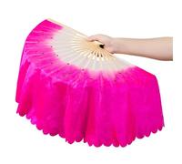 LKDCNUP Belly Dance Fan,A pair Chinese Short Bellydance Colorful Silk Fans Yangko Dancing Long for Women Costume Props