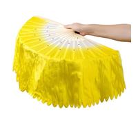 LKDCNUP Belly Dance Fan,A pair Chinese Short Bellydance Colorful Silk Fans Yangko Dancing Long for Women Costume Props