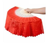 LKDCNUP Belly Dance Fan,A pair Chinese Short Bellydance Colorful Silk Fans Yangko Dancing Long for Women Costume Props