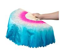 LKDCNUP Belly Dance Fan, a pair Long Imitation Dancer Practice Dancing Rayon Silk Fans